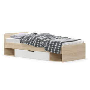 NABBI Tavir 90 jednolôžková posteľ s roštom 90x200 cm dub sonoma / biela