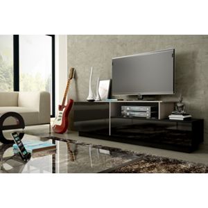 CAMA MEBLE Sigma 3D tv stolík čierna / čierny lesk / dub sonoma